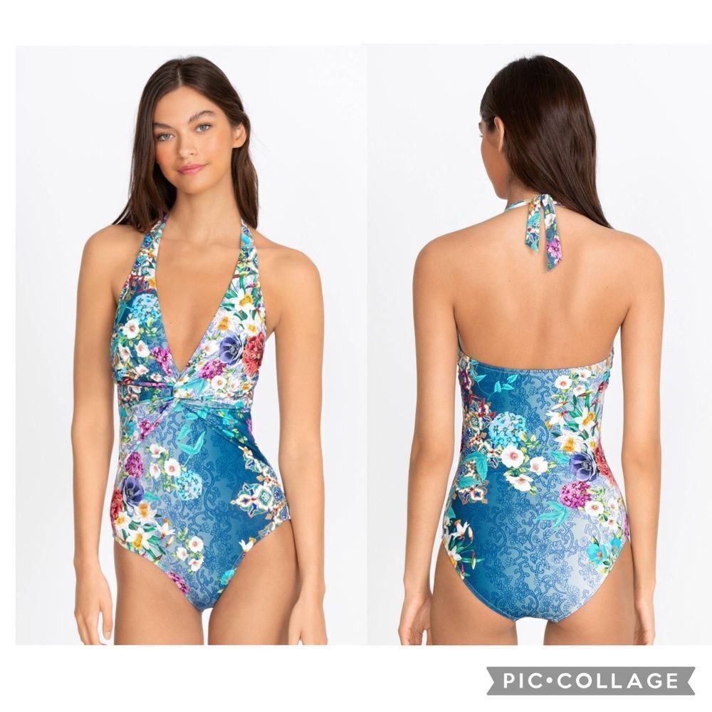 JOHNNY WAS Sady Twist Front Floral One Piece Swimsuit Size XS
